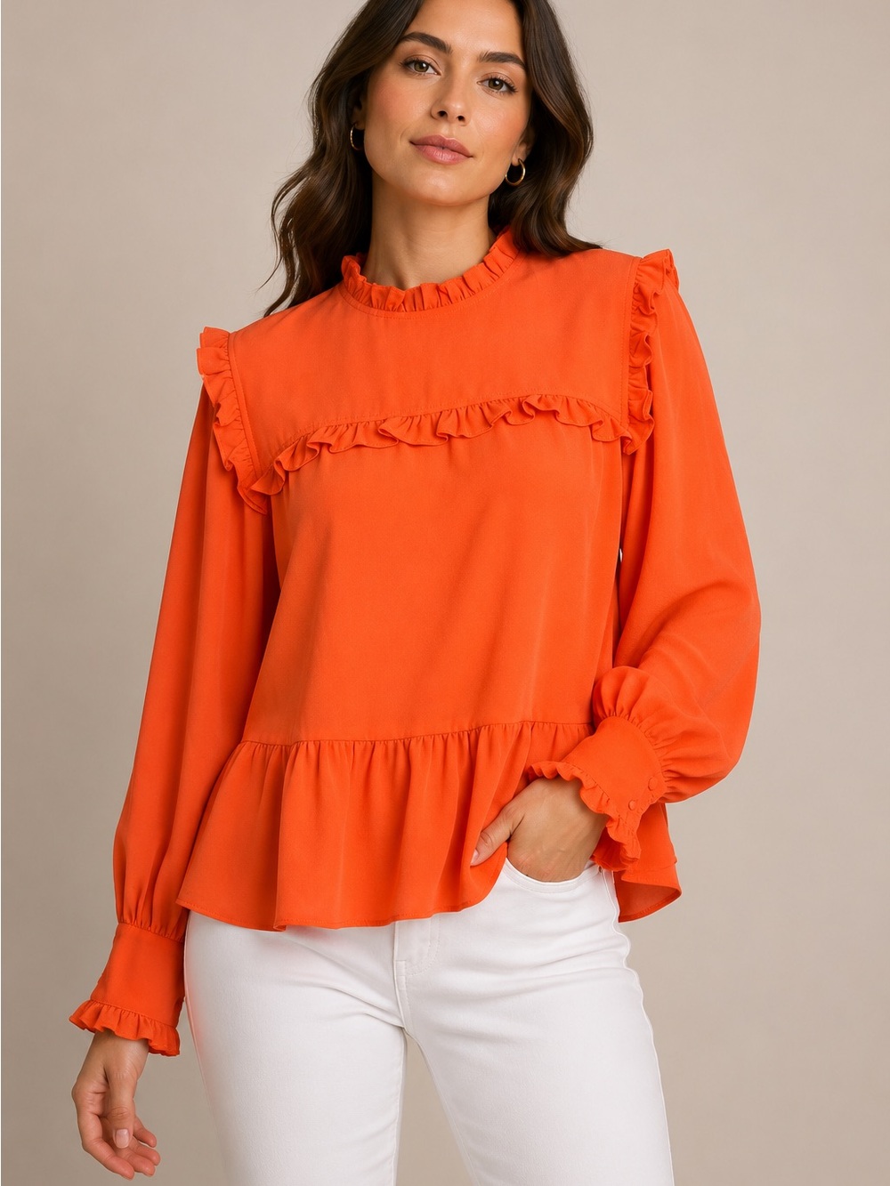 Crosby by Mollie Burch Ruffle Peplum Blouse Romantic Boutique Top